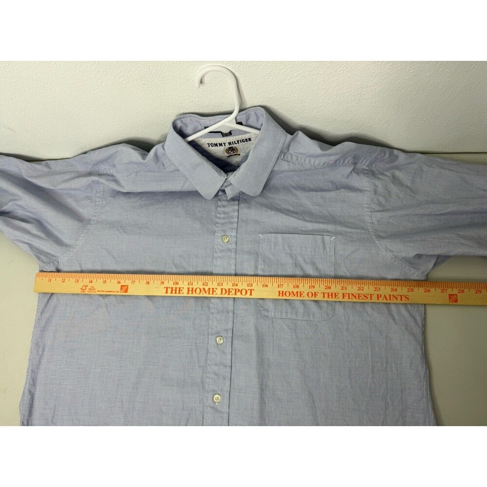 Vintage Tommy Hilfiger Blue White Button Long Sleeve Dress Shirt Mens 16.5/32-33 - Picture 12 of 13